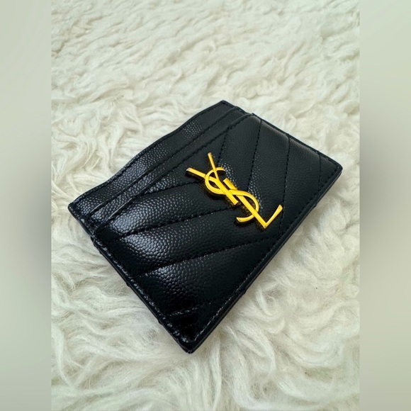 Saint Laurent Black Quilted Card Holder - Picture 1 of 10